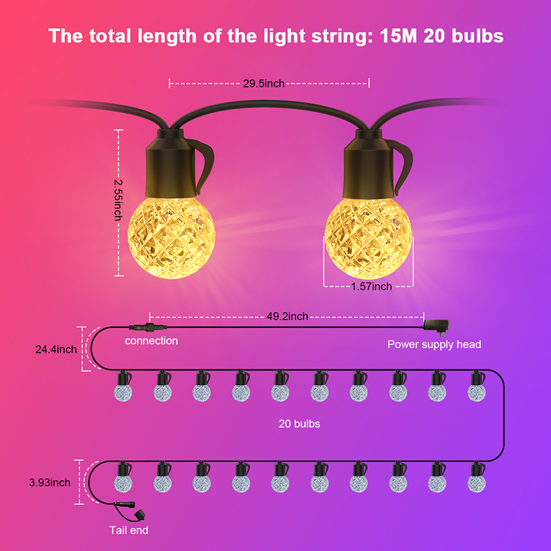 HCP028  G40水晶暖白灯串